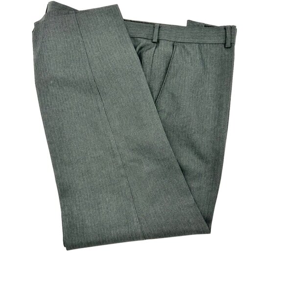 Van Heusen Mens Gray Pinstripe Dress Pants 40x30 Flat Front - Picture 1 of 9